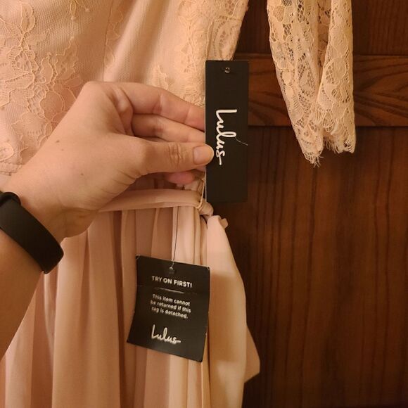 NWT Lulu's In a Fairy Tale Sweetheart Lace Blush Pink Maxi Dress Size Small - Picture 7 of 14